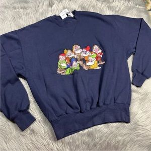 Vintage Disney Store Navy Adults Snow White Dwarves Sweater